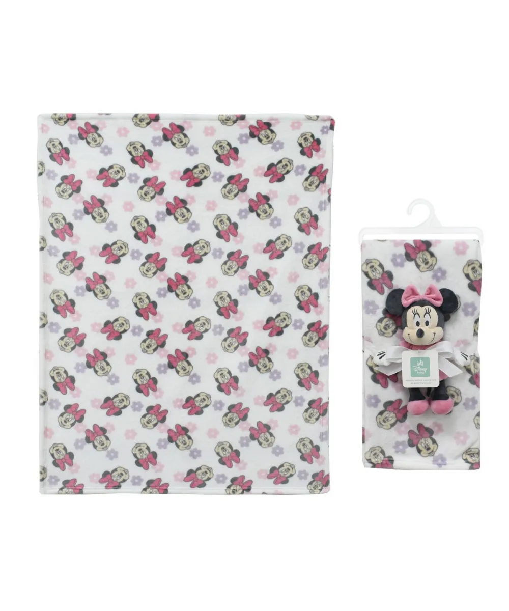 Λούτρινο Disney Home Σετ 2 Τεμ. bebe Minnie 31 Ύψος 25 cm & Κουβέρτα Coral Fleece 75X100 cm White-Black 100%  Polyester