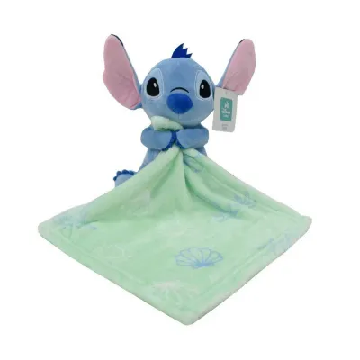 Λούτρινο Disney Home με Πανάκι Παρηγορίας Coral Fleece Εμπριμέ bebe Stitch 35 Ύψος 25 cm Mint Green 100%  Polyester