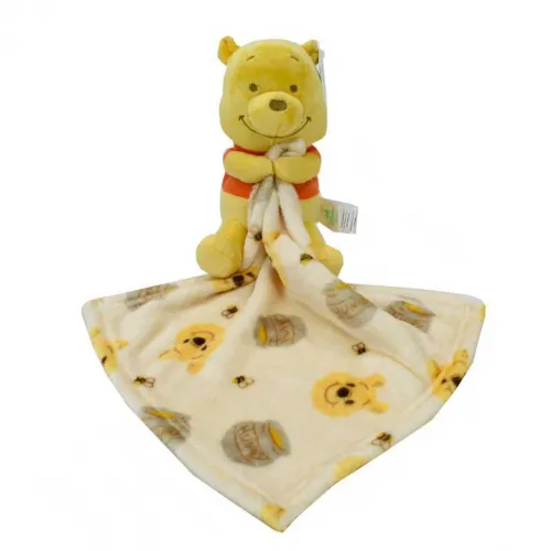 Λούτρινο Disney Home με Πανάκι Παρηγορίας Coral Fleece Εμπριμέ Winnie 38 Ύψος 25 cm Yellow 100%  Polyester