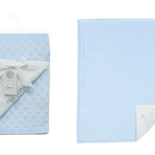 Κουβέρτα Minky Bubble bebe 420 gr/m² Prince 33 75X100 Sky Blue 100%  Polyester