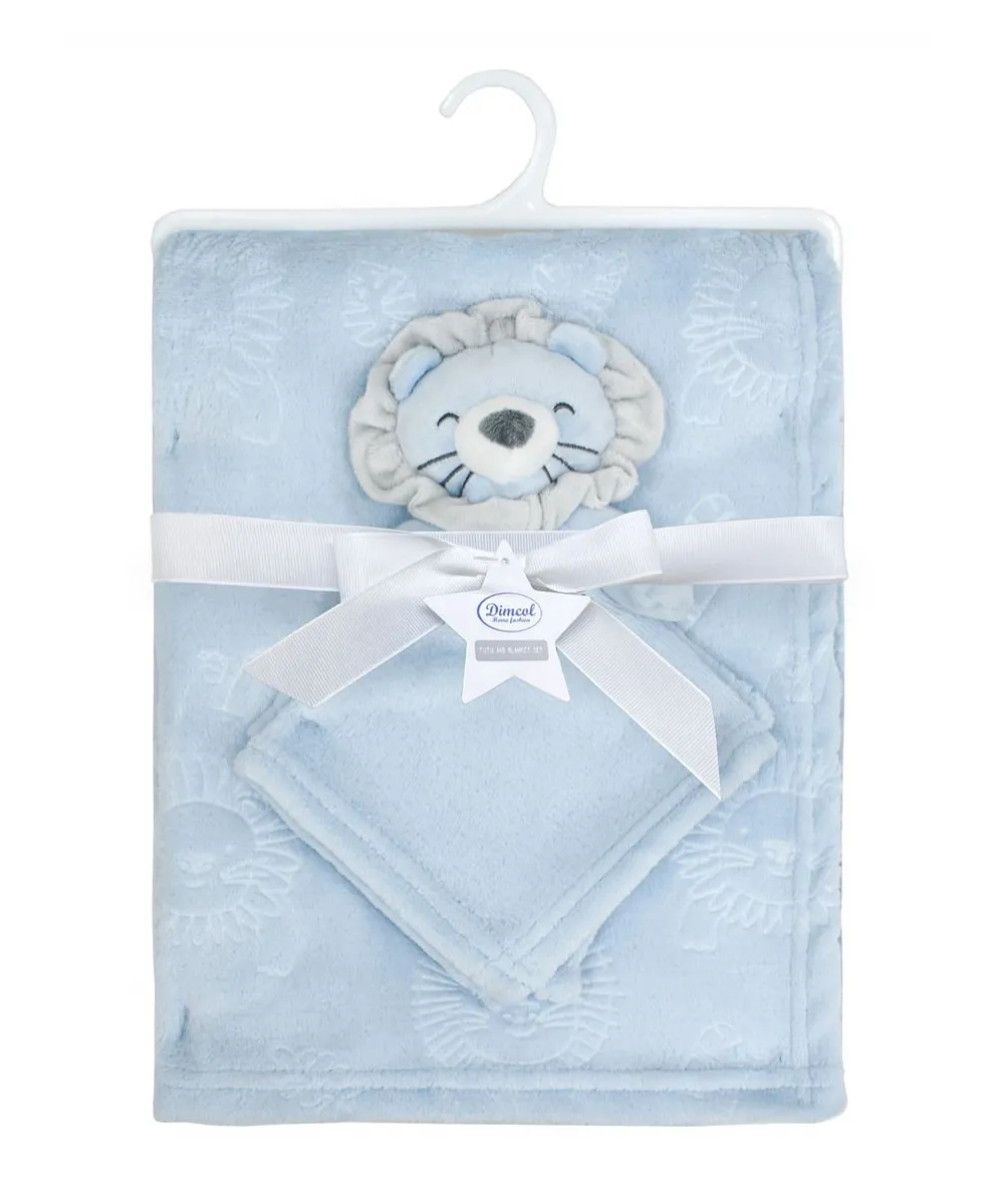 Νάνι-Πανάκι Παρηγοριάς bebe σετ 2 τεμ. Lion 09 33X33 & Κουβέρτα Coral Fleece 75X100 cm Sky Blue 100%  Polyester