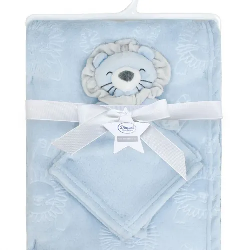 Νάνι-Πανάκι Παρηγοριάς bebe σετ 2 τεμ. Lion 09 33X33 & Κουβέρτα Coral Fleece 75X100 cm Sky Blue 100%  Polyester