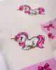 Πετσέτα Με Κέντημα Σετ 2 τεμ bebe Unicorn 189 30X50,70X140 Ecru-Pink 100%  Cotton