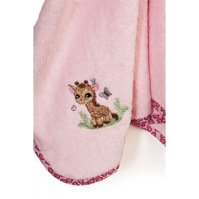 Κάπα Με Κέντημα bebe Giraffe 171 75X85 Pink 100%  Cotton