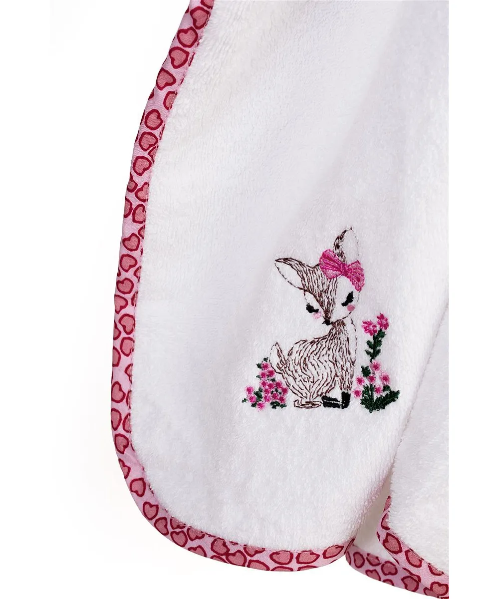 Κάπα Με Κέντημα bebe Deer 197 75X85 White-Pink 100%  Cotton