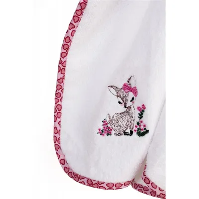 Κάπα Με Κέντημα bebe Deer 197 75X85 White-Pink 100%  Cotton
