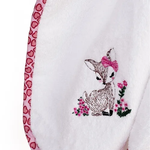 Κάπα Με Κέντημα bebe Deer 197 75X85 White-Pink 100%  Cotton