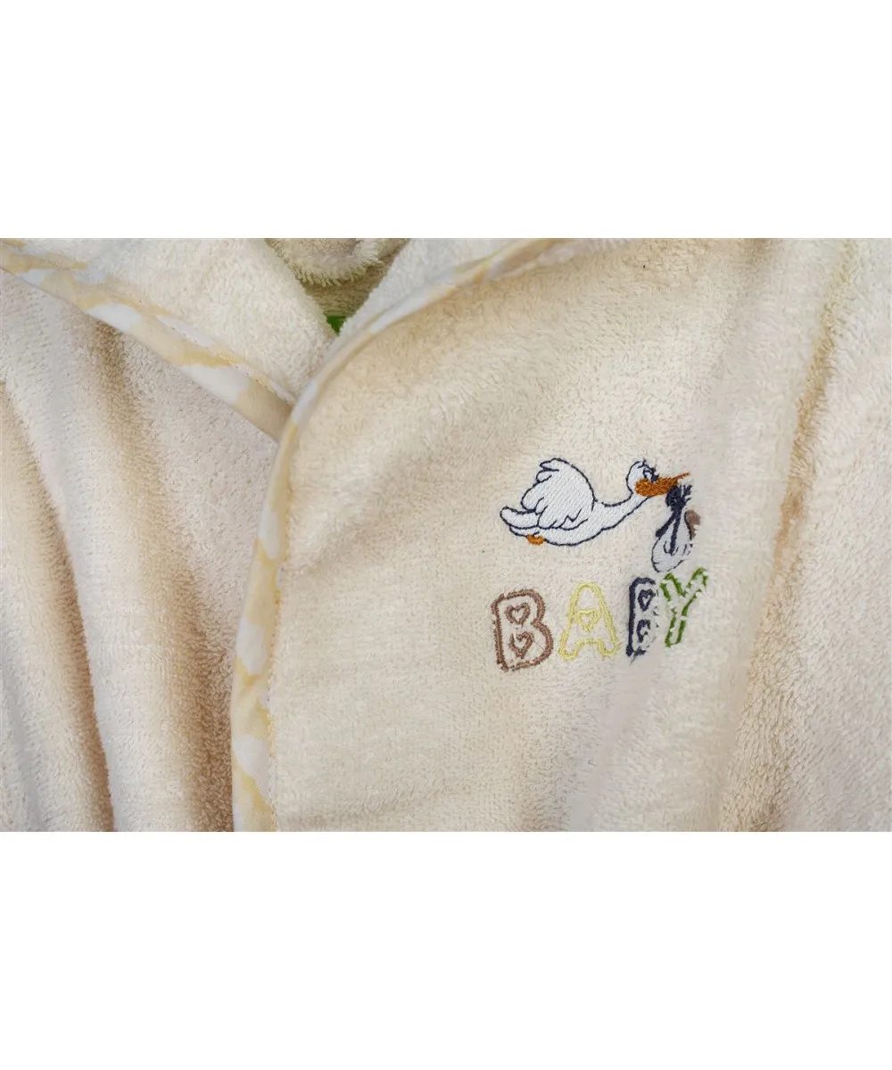 Μπουρνούζι Με Κέντημα kids Stork 194 Size: 02 Ecru-Yellow 100%  Cotton