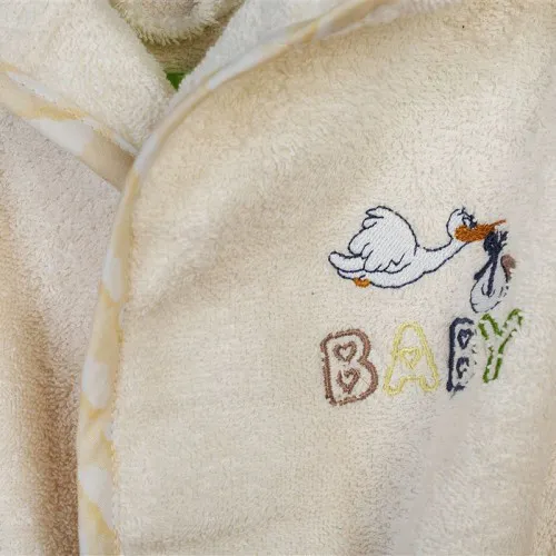 Μπουρνούζι Με Κέντημα kids Stork 194 Size: 02 Ecru-Yellow 100%  Cotton