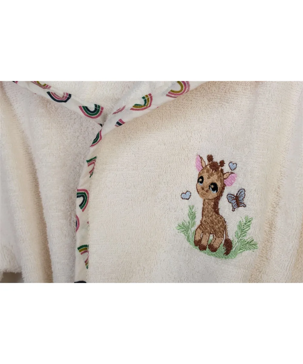 Μπουρνούζι Με Κέντημα kids Giraffe 173 Size: 04 Ecru-Multi 100%  Cotton