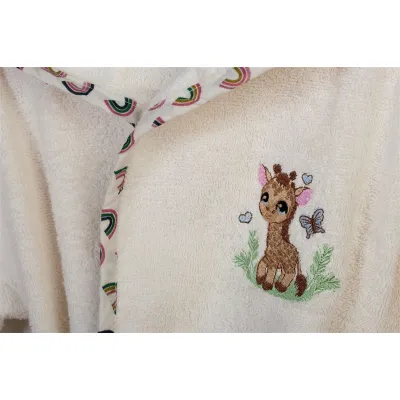 Μπουρνούζι Με Κέντημα kids Giraffe 173 Size: 04 Ecru-Multi 100%  Cotton