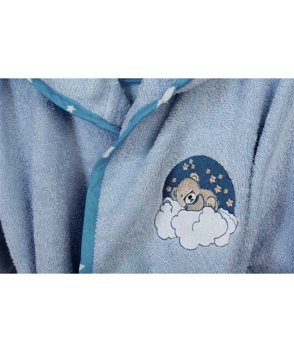 Μπουρνούζι Με Κέντημα kids Cloudy Bear 175 Size: 04 Sky Blue 100%  Cotton