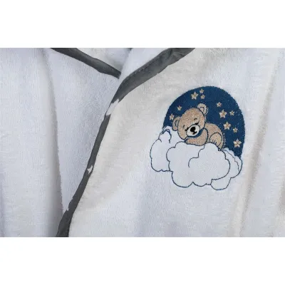 Μπουρνούζι Με Κέντημα kids Cloudy Bear 176 Size: 04 White-Grey 100%  Cotton
