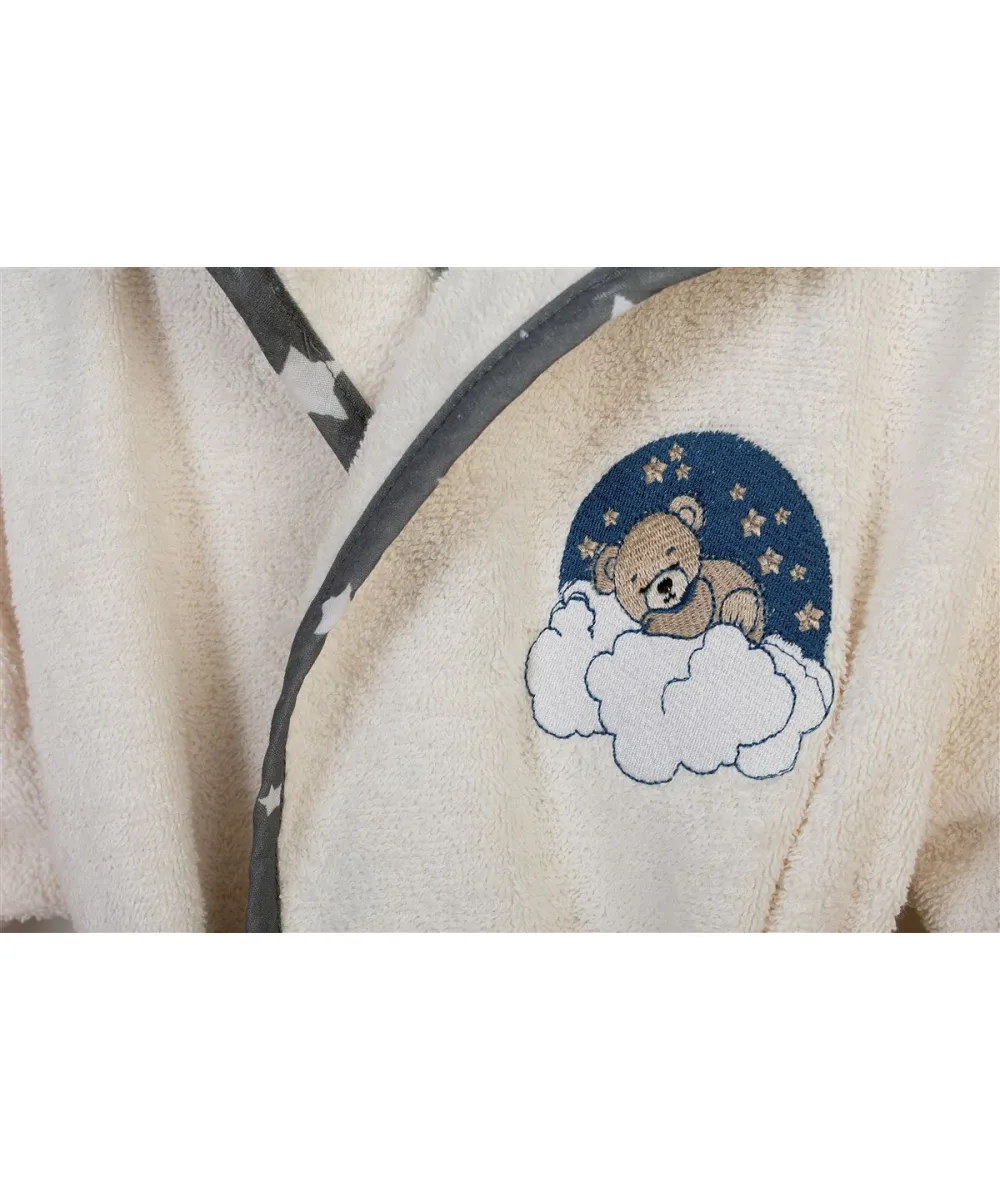Μπουρνούζι Με Κέντημα kids Cloudy Bear 177 Size: 04 Ecru-Grey 100%  Cotton