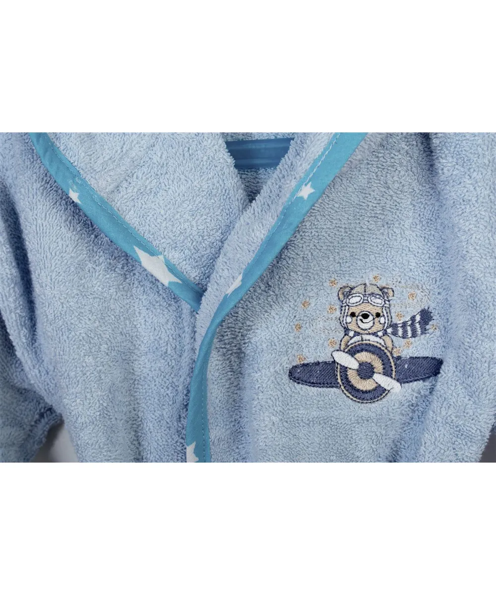 Μπουρνούζι Με Κέντημα kids Aviator 183 Size: 04 Sky Blue 100%  Cotton