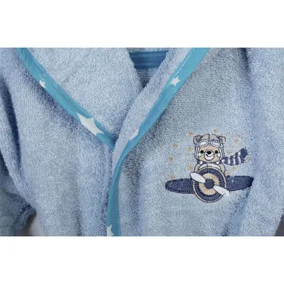 Μπουρνούζι Με Κέντημα kids Aviator 183 Size: 04 Sky Blue 100%  Cotton