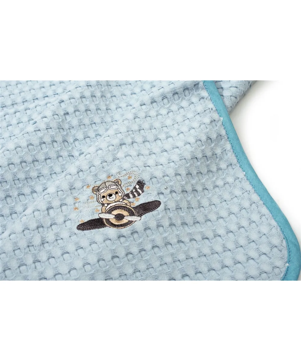 Κουβέρτα Πικέ Με Κέντημα bebe Aviator 183 80X110 Sky Blue 100%  Cotton