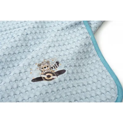 Κουβέρτα Πικέ Με Κέντημα bebe Aviator 183 80X110 Sky Blue 100%  Cotton