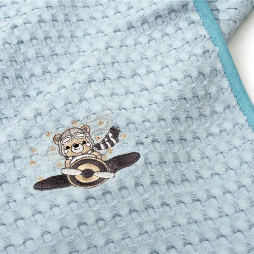 Κουβέρτα Πικέ Με Κέντημα bebe Aviator 183 80X110 Sky Blue 100%  Cotton