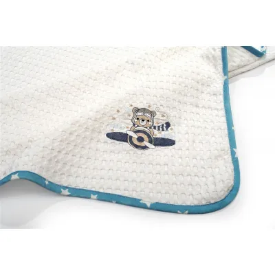 Κουβέρτα Πικέ Με Κέντημα bebe Aviator 184 80X110 White-Sky Blue 100%  Cotton