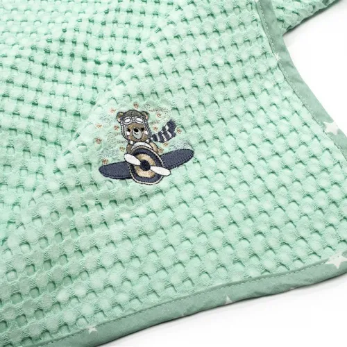 Κουβέρτα Πικέ Με Κέντημα bebe Aviator 186 80X110 Mint 100%  Cotton