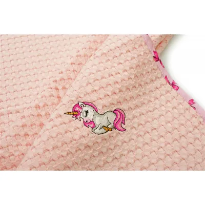 Κουβέρτα Πικέ Με Κέντημα bebe Unicorn 187 80X110 Pink 100%  Cotton