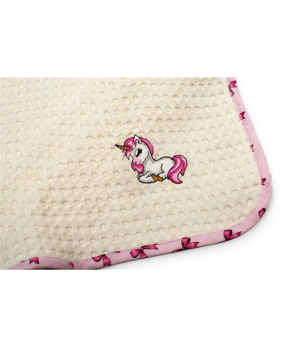 Κουβέρτα Πικέ Με Κέντημα bebe Unicorn 189 80X110 Ecru-Pink 100%  Cotton