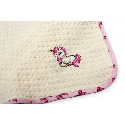 Κουβέρτα Πικέ Με Κέντημα bebe Unicorn 189 80X110 Ecru-Pink 100%  Cotton