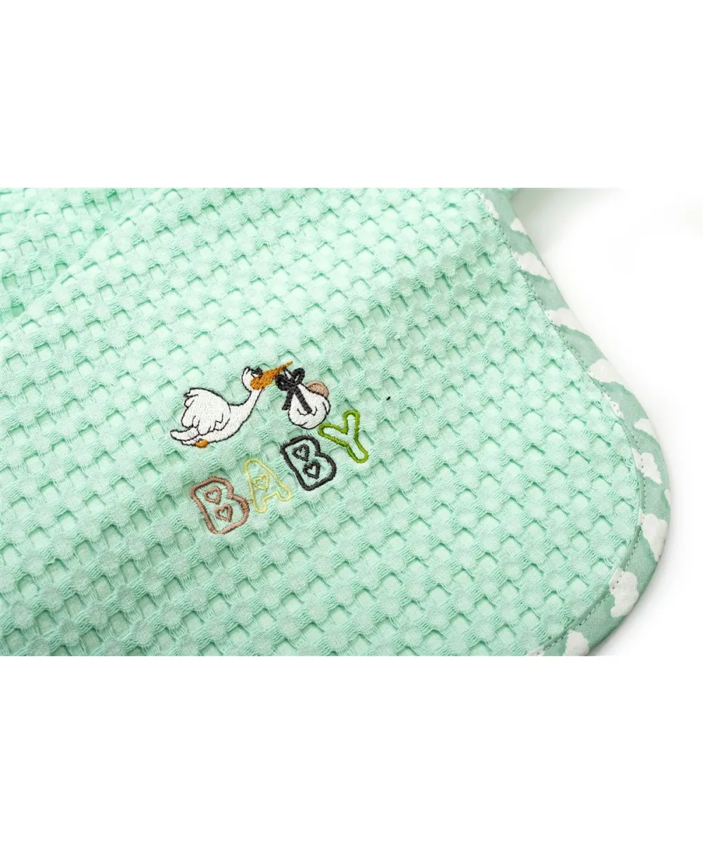 Κουβέρτα Πικέ Με Κέντημα bebe Stork 195 80X110 Mint 100%  Cotton