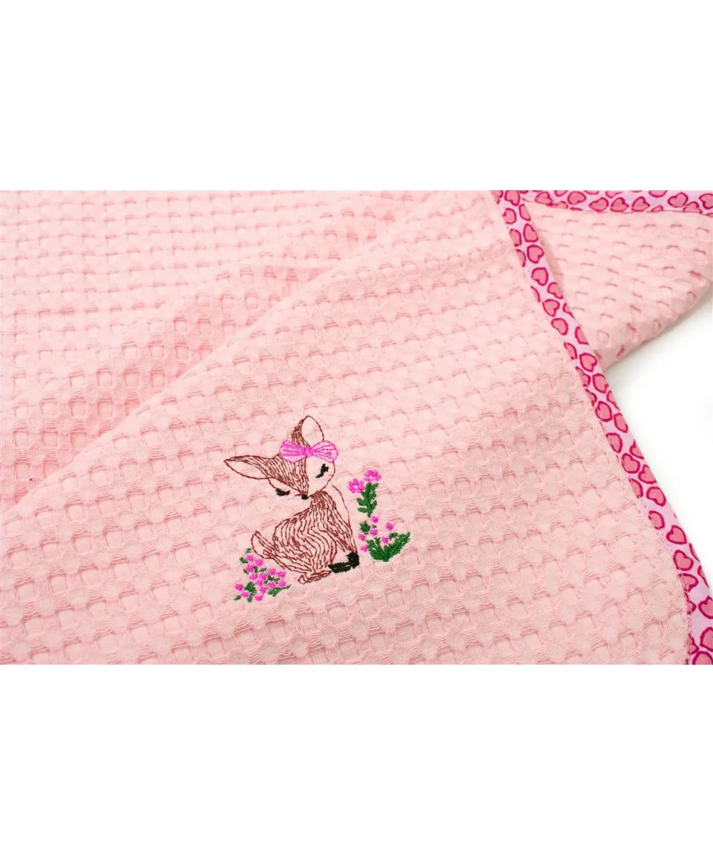 Κουβέρτα Πικέ Με Κέντημα bebe Deer 196 80X110 Pink 100%  Cotton