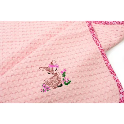 Κουβέρτα Πικέ Με Κέντημα bebe Deer 196 80X110 Pink 100%  Cotton