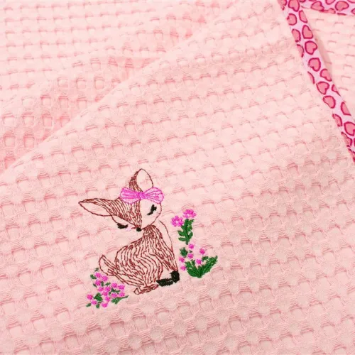 Κουβέρτα Πικέ Με Κέντημα bebe Deer 196 80X110 Pink 100%  Cotton