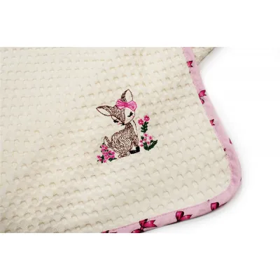 Κουβέρτα Πικέ Με Κέντημα bebe Deer 198 80X110 Ecru-Pink 100%  Cotton