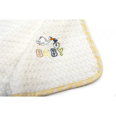 Κουβέρτα Πικέ Με Κέντημα bebe Stork 193 100X160 White-Yellow 100%  Cotton