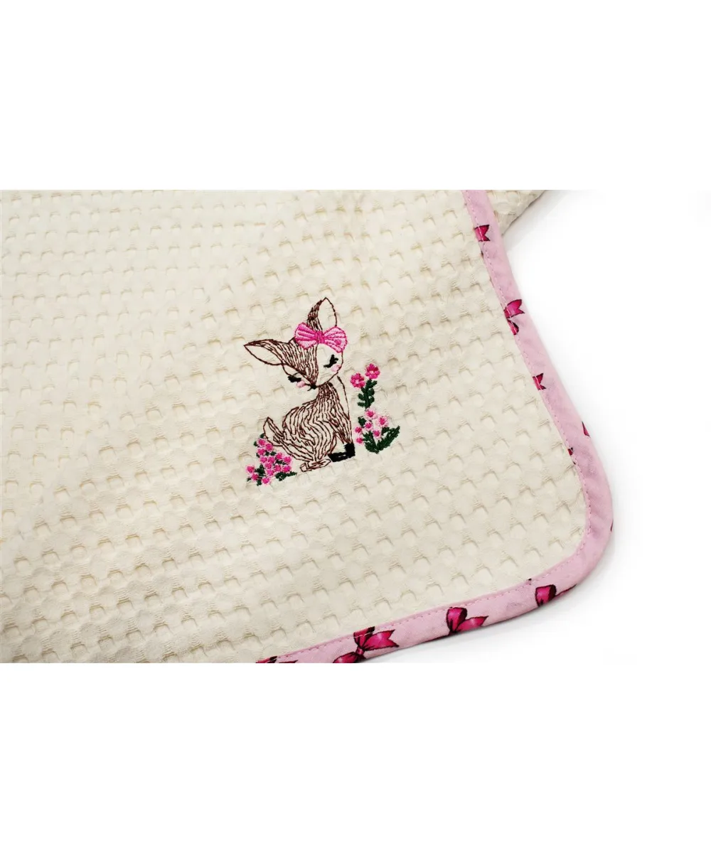 Κουβέρτα Πικέ Με Κέντημα bebe Deer 198 100X160 Ecru-Pink 100%  Cotton