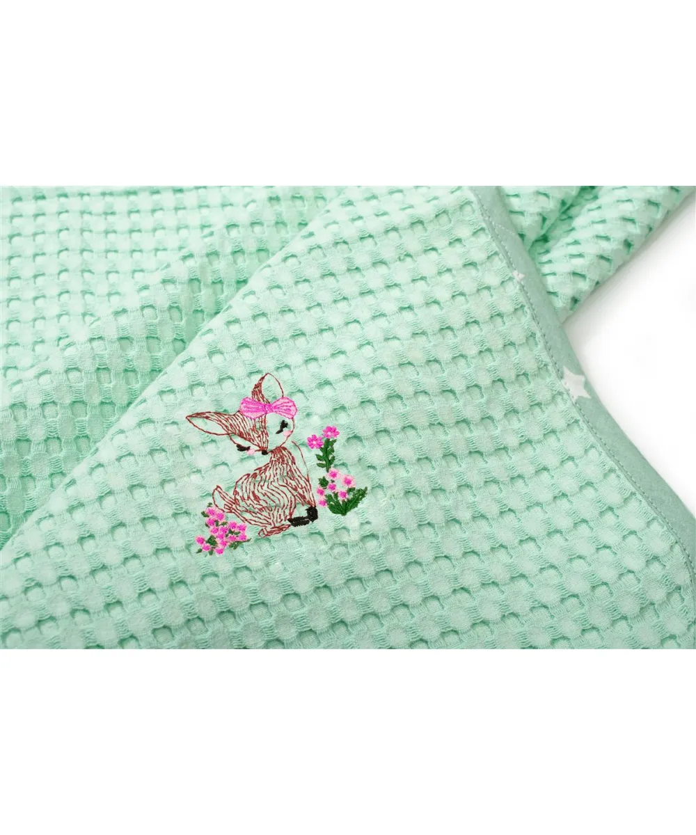 Κουβέρτα Πικέ Με Κέντημα bebe Deer 199 100X160 Mint 100%  Cotton