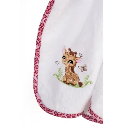 Κάπα Με Κέντημα bebe Giraffe 172 75X85 White-Pink 100%  Cotton