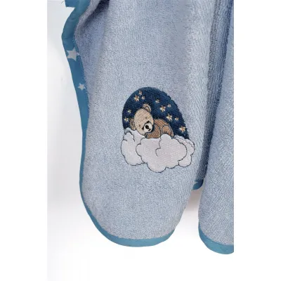 Κάπα Με Κέντημα bebe Cloudy Bear 175 75x85 Sky Blue 100%  Cotton