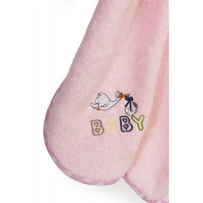 Κάπα Με Κέντημα bebe Stork 192 75X85 Pink 100%  Cotton
