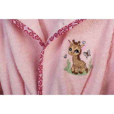 Μπουρνούζι Με Κέντημα kids Giraffe 171 Size: 02 Pink 100%  Cotton