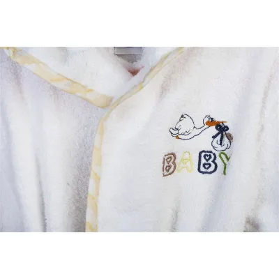 Μπουρνούζι Με Κέντημα kids Stork 193 Size: 02 White-Yellow 100%  Cotton
