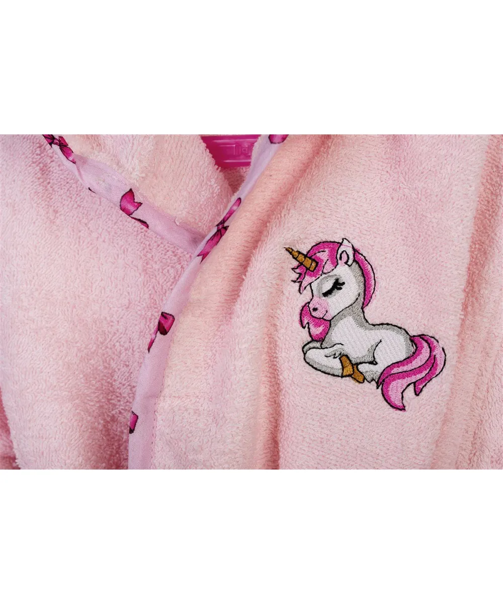 Μπουρνούζι Με Κέντημα kids Unicorn 187 Size: 04 Pink 100%  Cotton
