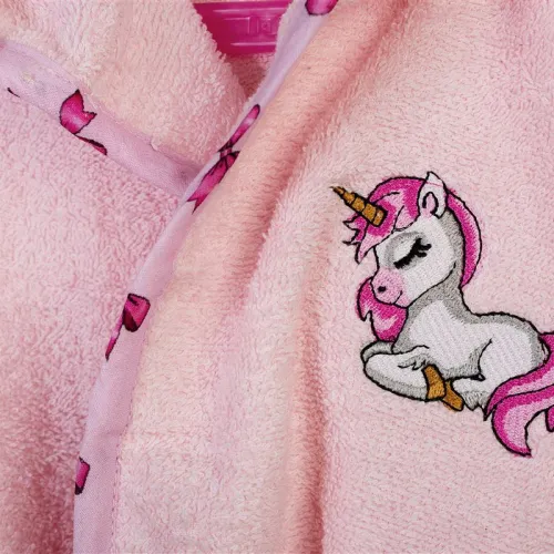 Μπουρνούζι Με Κέντημα kids Unicorn 187 Size: 04 Pink 100%  Cotton