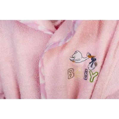 Μπουρνούζι Με Κέντημα kids Stork 192 Size: 04 Pink 100%  Cotton