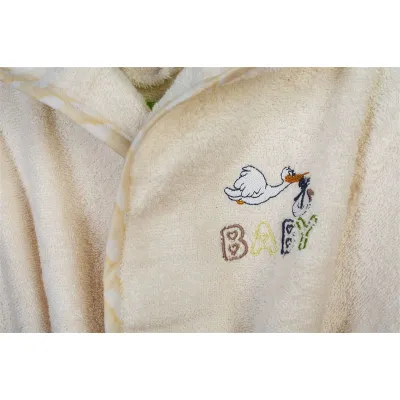 Μπουρνούζι Με Κέντημα kids Stork 194 Size: 04 Ecru-Yellow 100%  Cotton