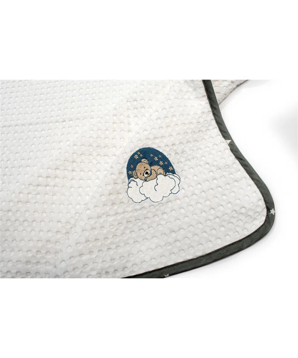 Κουβέρτα Πικέ Με Κέντημα bebe Cloudy Bear 176 80X110 White-Grey 100%  Cotton