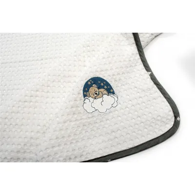 Κουβέρτα Πικέ Με Κέντημα bebe Cloudy Bear 176 80X110 White-Grey 100%  Cotton