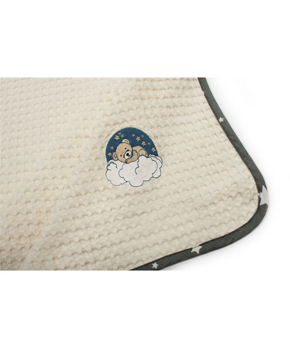 Κουβέρτα Πικέ Με Κέντημα bebe Cloudy Bear 177 80X110 Ecru-Grey 100%  Cotton