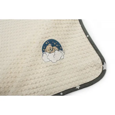 Κουβέρτα Πικέ Με Κέντημα bebe Cloudy Bear 177 80X110 Ecru-Grey 100%  Cotton
