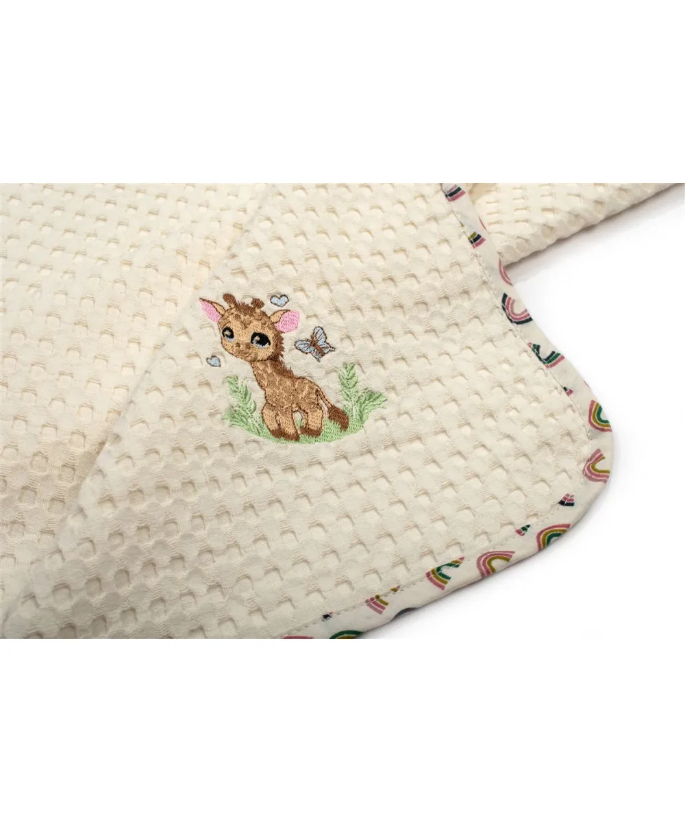 Κουβέρτα Πικέ Με Κέντημα bebe Giraffe 173 100X160 Ecru-Multi 100%  Cotton